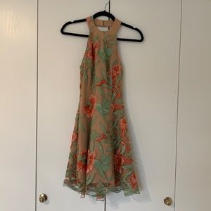 Orange floral mini dress
